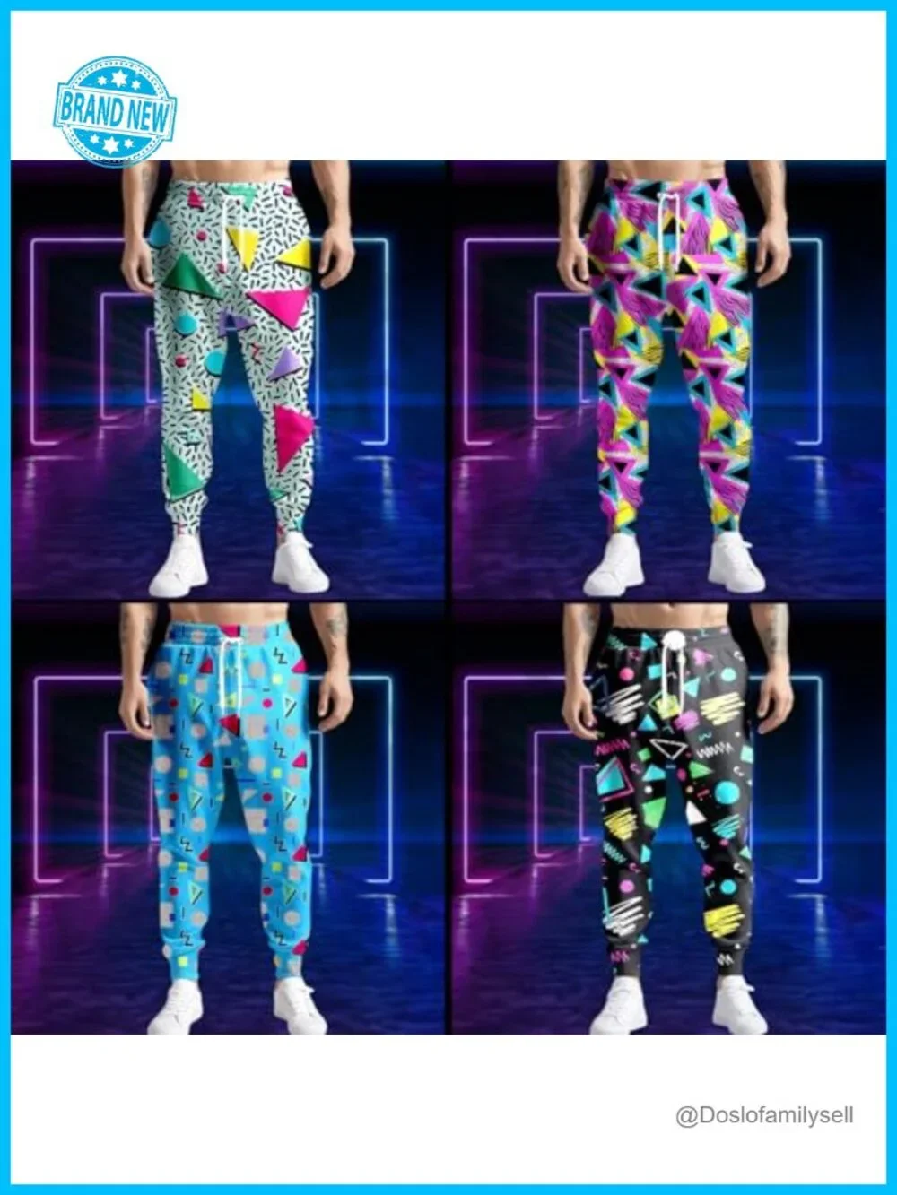 Retro 80s 90s Men's Joggers Sweatpants with Pockets Funny Print